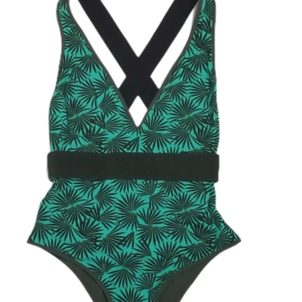 Summer sale 💞DVF one piece swimsuit green printed with detachable belt - Picture 3 of 5
